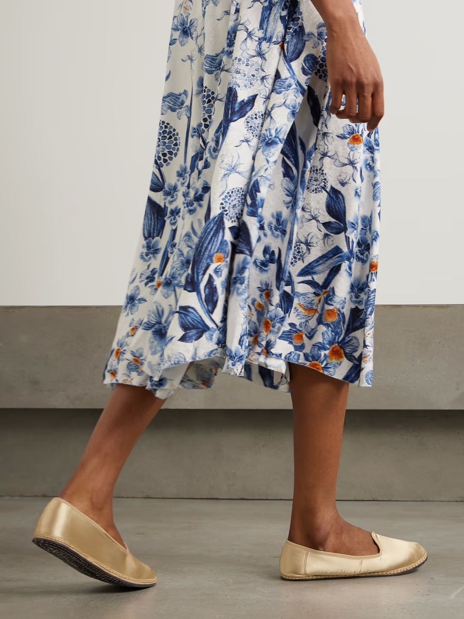 Grosgrain-trimmed satin ballet flats Grosgrain-trimmed satin ballet flats