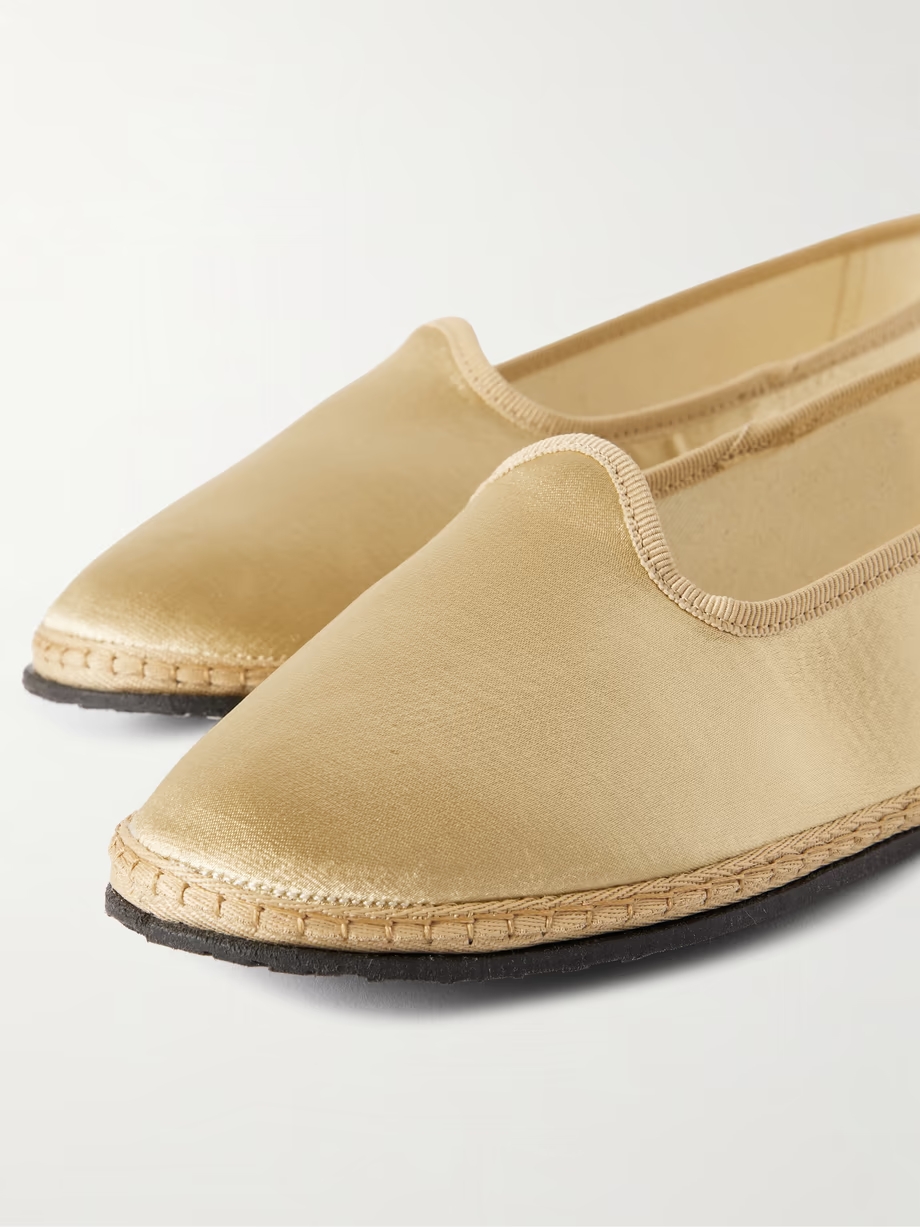 Grosgrain-trimmed satin ballet flats Grosgrain-trimmed satin ballet flats