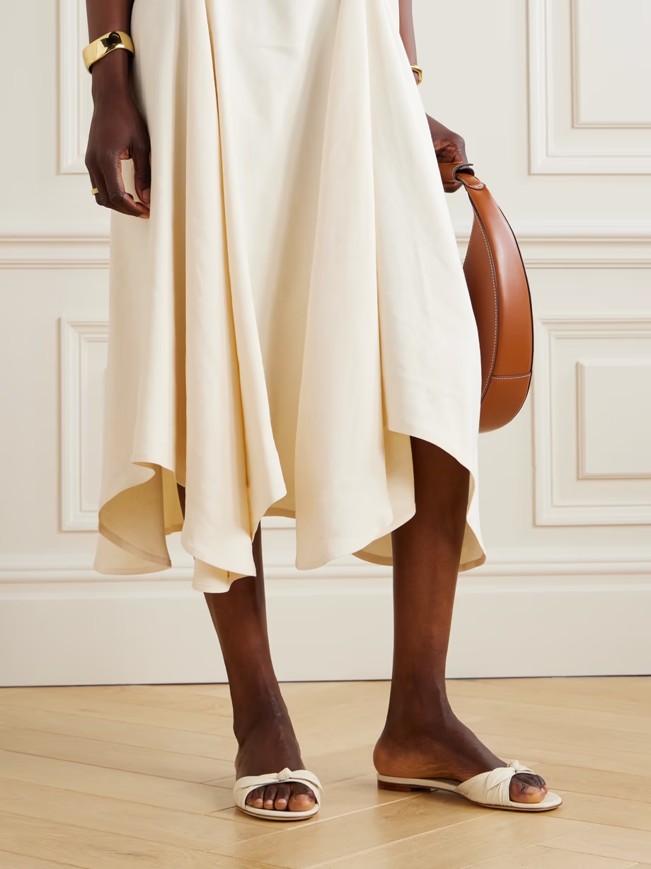 Lolloflat bow-embellished gathered leather sandals Lolloflat bow-embellished gathered leather sandals