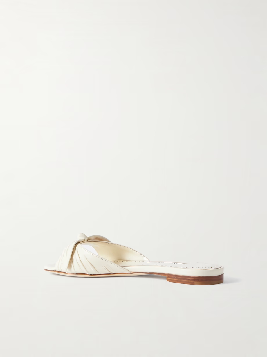 Lolloflat bow-embellished gathered leather sandals Lolloflat bow-embellished gathered leather sandals