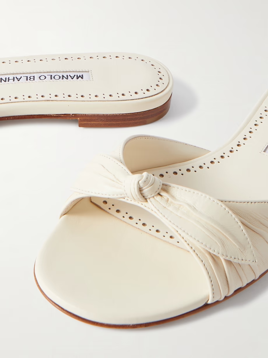 Lolloflat bow-embellished gathered leather sandals Lolloflat bow-embellished gathered leather sandals