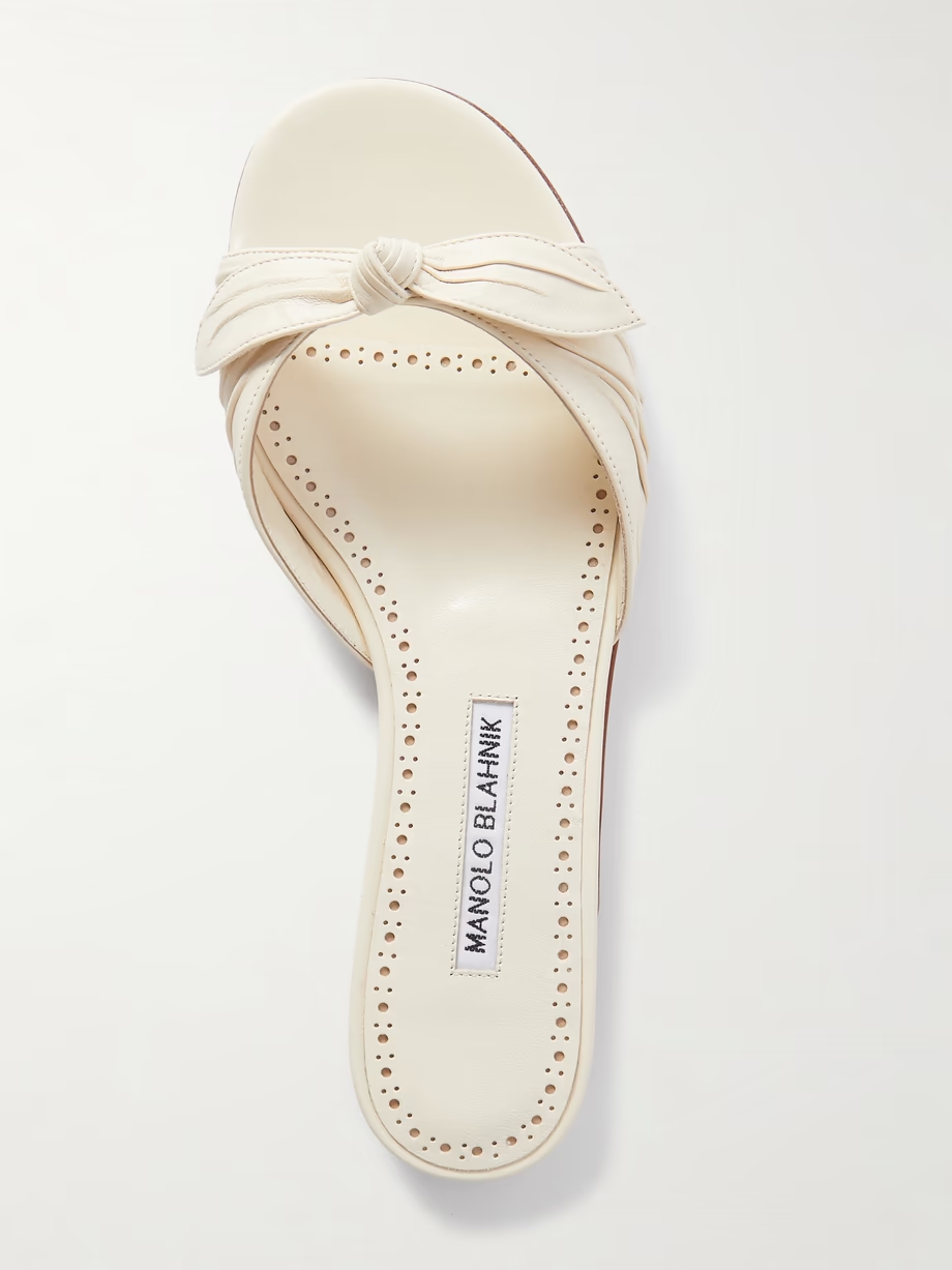 Lolloflat bow-embellished gathered leather sandals Lolloflat bow-embellished gathered leather sandals