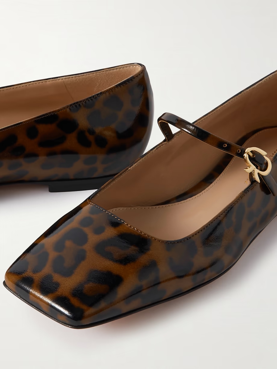 Christina leopard-print leather ballet flats Christina leopard-print leather ballet flats
