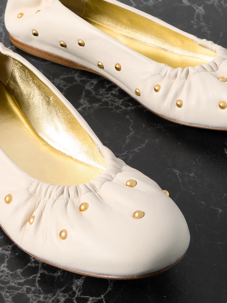 Eia studded ruched leather ballet flats Eia studded ruched leather ballet flats