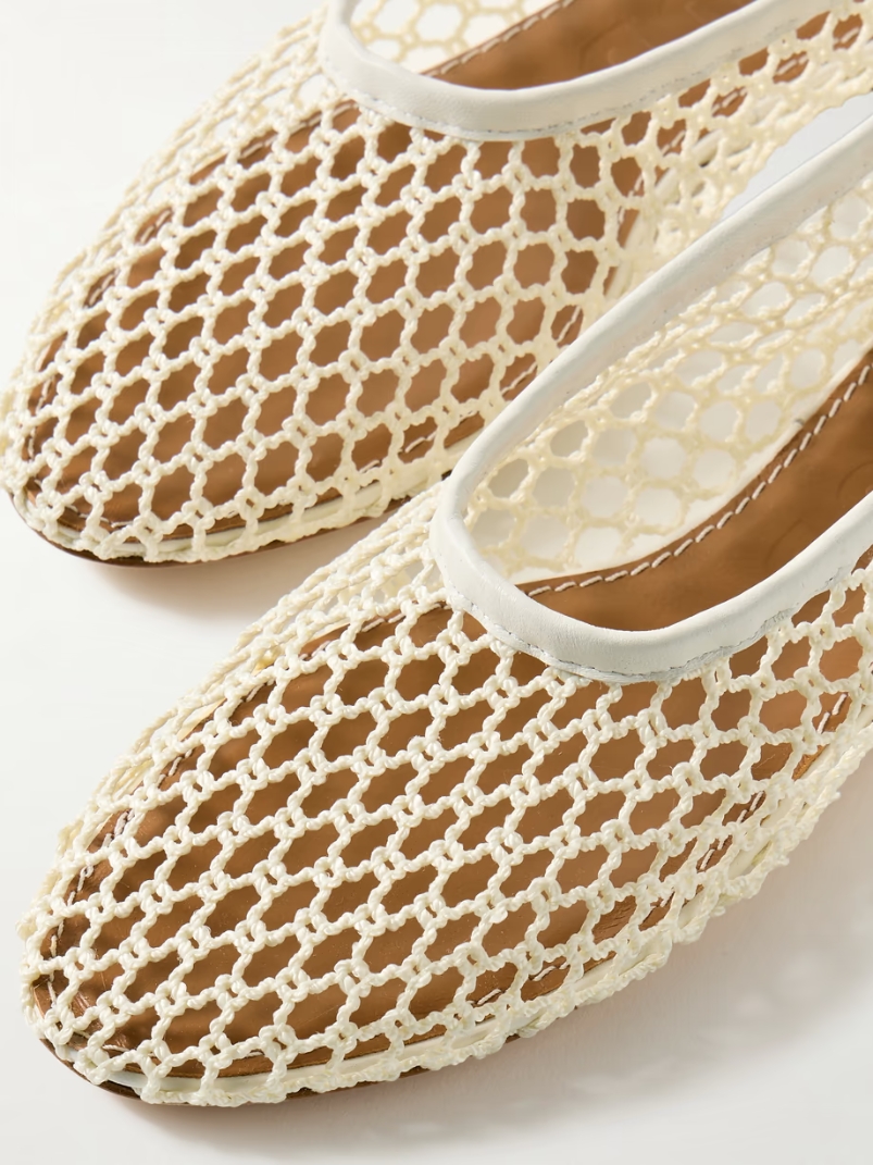 Alba leather-trimmed crocheted ballet flats Alba leather-trimmed crocheted ballet flats