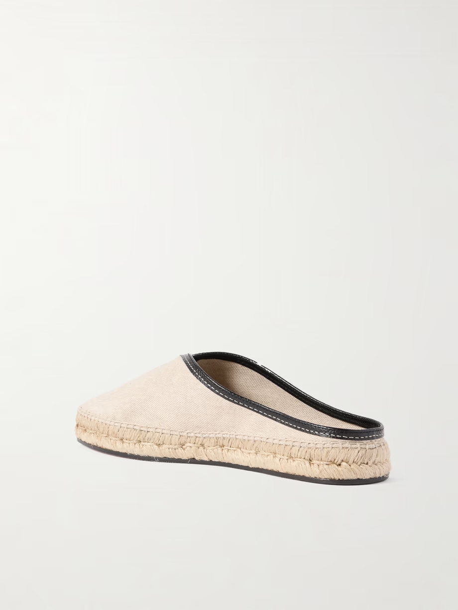 Leather-trimmed canvas slippers Leather-trimmed canvas slippers