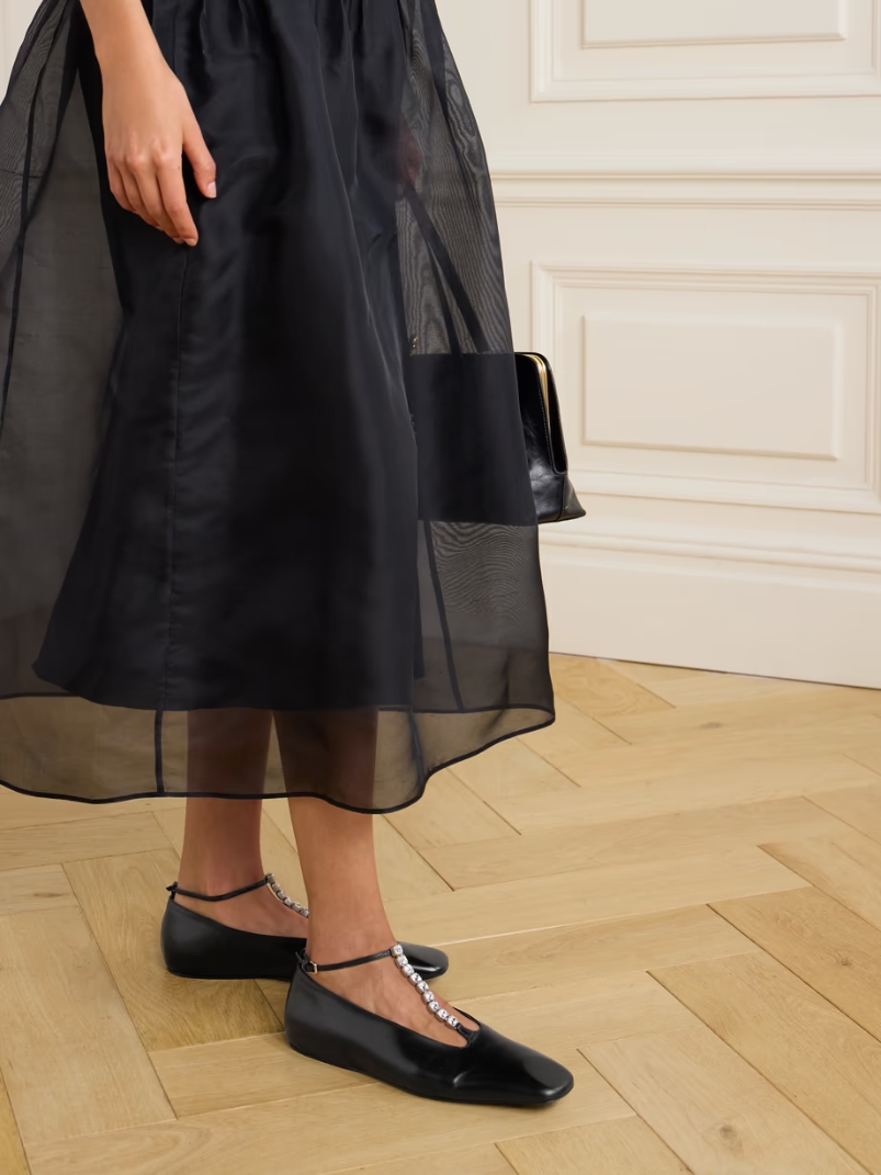 Crystal-embellished leather ballet flats Crystal-embellished leather ballet flats