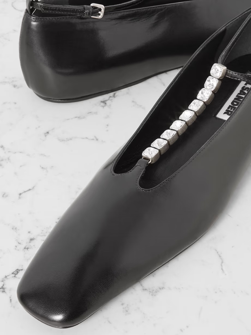 Crystal-embellished leather ballet flats Crystal-embellished leather ballet flats