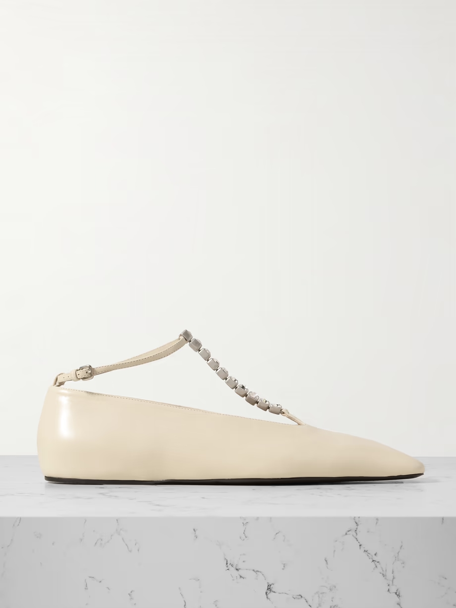 Crystal-embellished leather ballet flats Crystal-embellished leather ballet flats