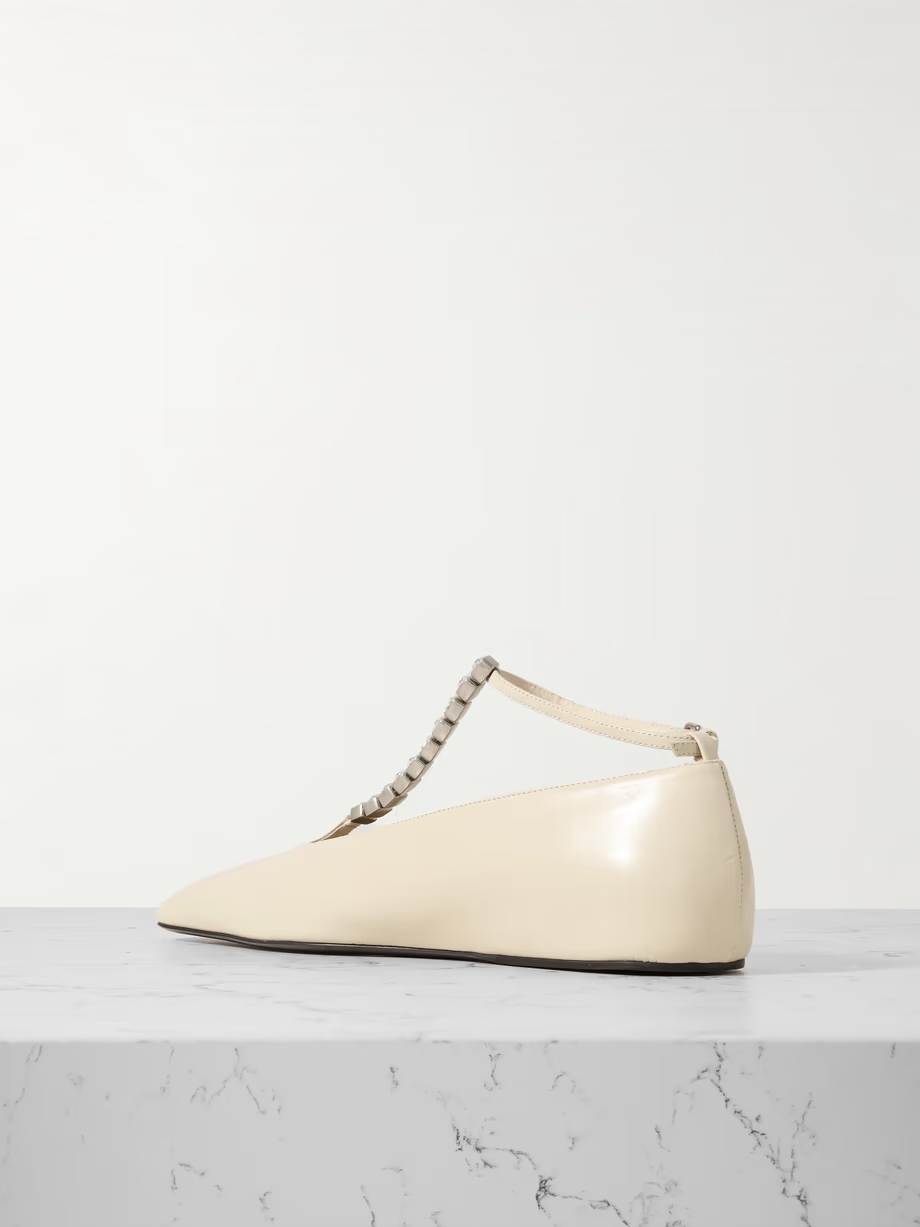 Crystal-embellished leather ballet flats Crystal-embellished leather ballet flats