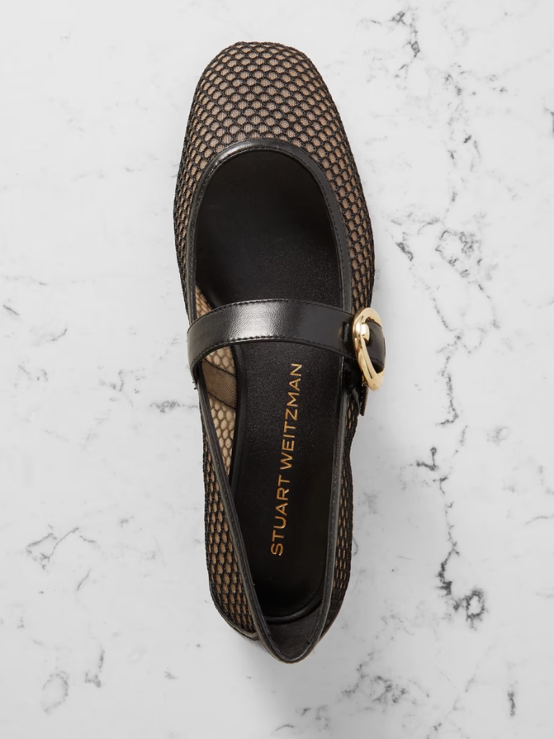 Arabella buckled leather-trimmed mesh Mary Jane flats Arabella buckled leather-trimmed mesh Mary Jane flats