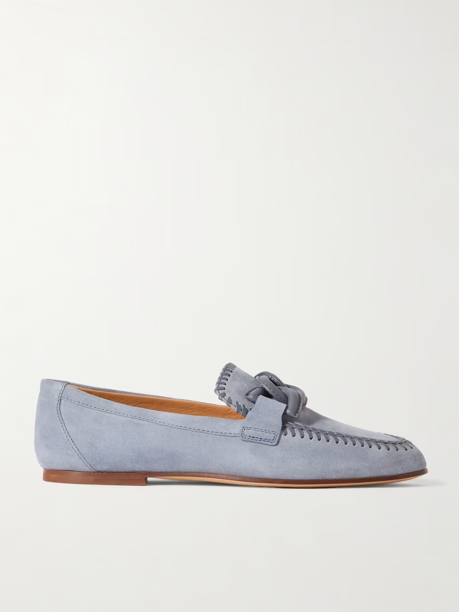 Leather-trimmed suede loafers Leather-trimmed suede loafers