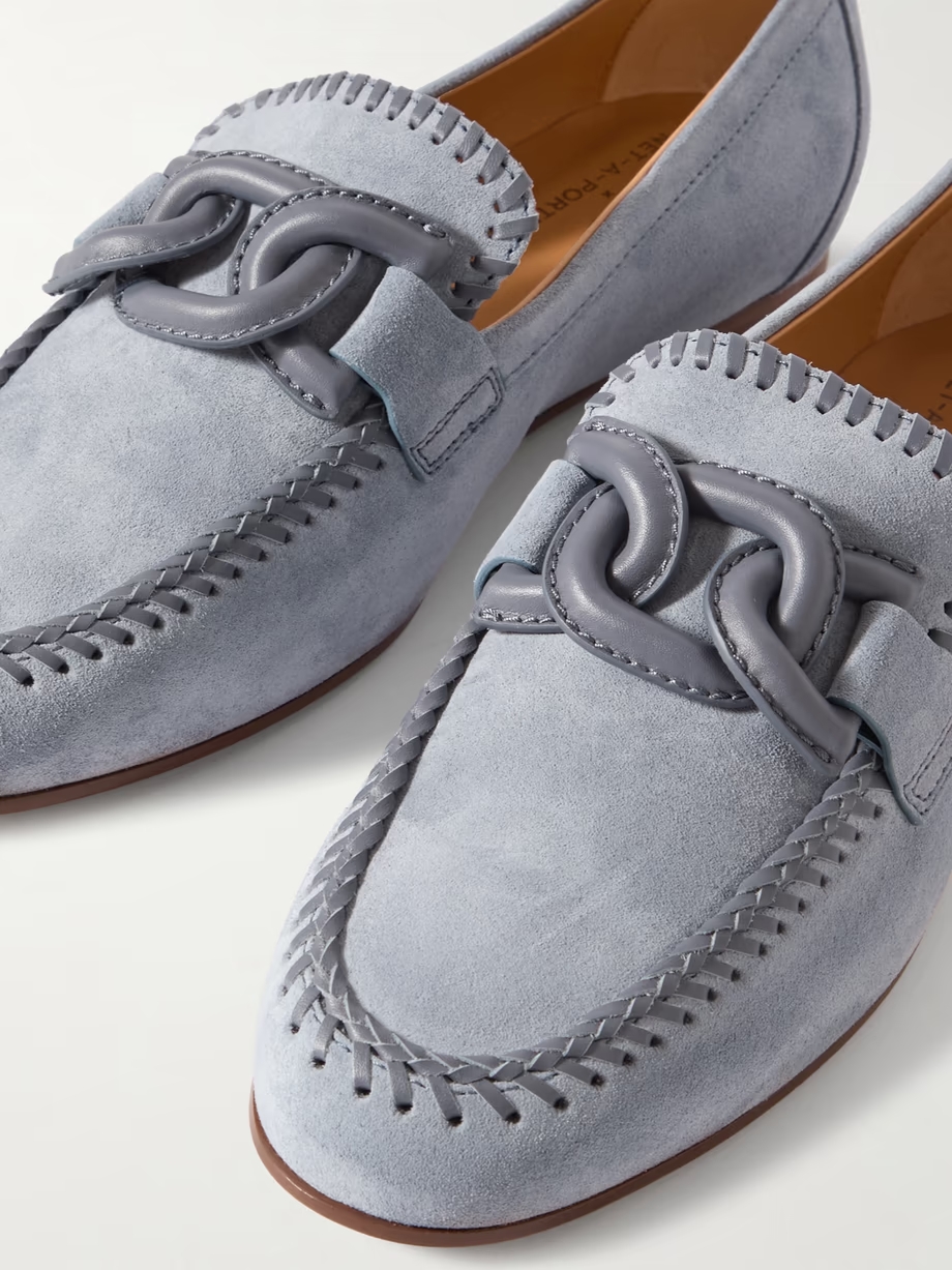 Leather-trimmed suede loafers Leather-trimmed suede loafers