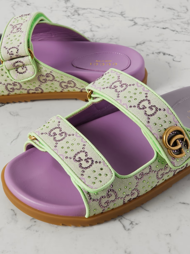 Moritz embellished canvas-jacquard slides Moritz embellished canvas-jacquard slides