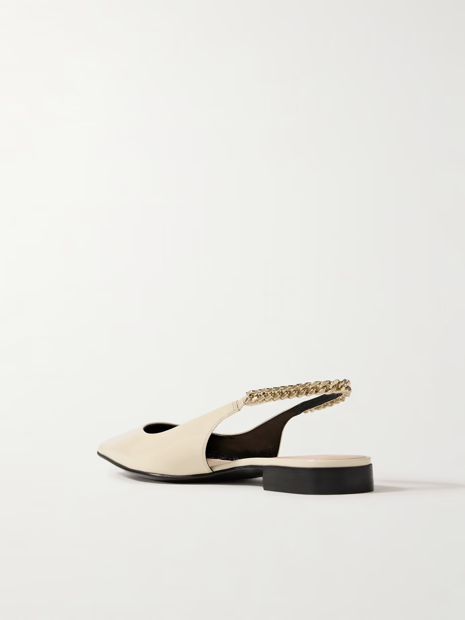 Signoria embellished patent-leather slingback ballet flats Signoria embellished patent-leather slingback ballet flats