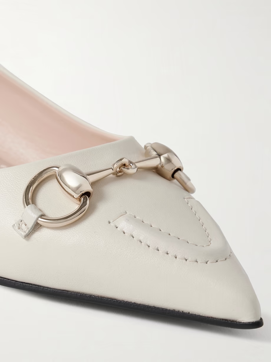 Erin horsebit-detailed leather point-toe flats Erin horsebit-detailed leather point-toe flats