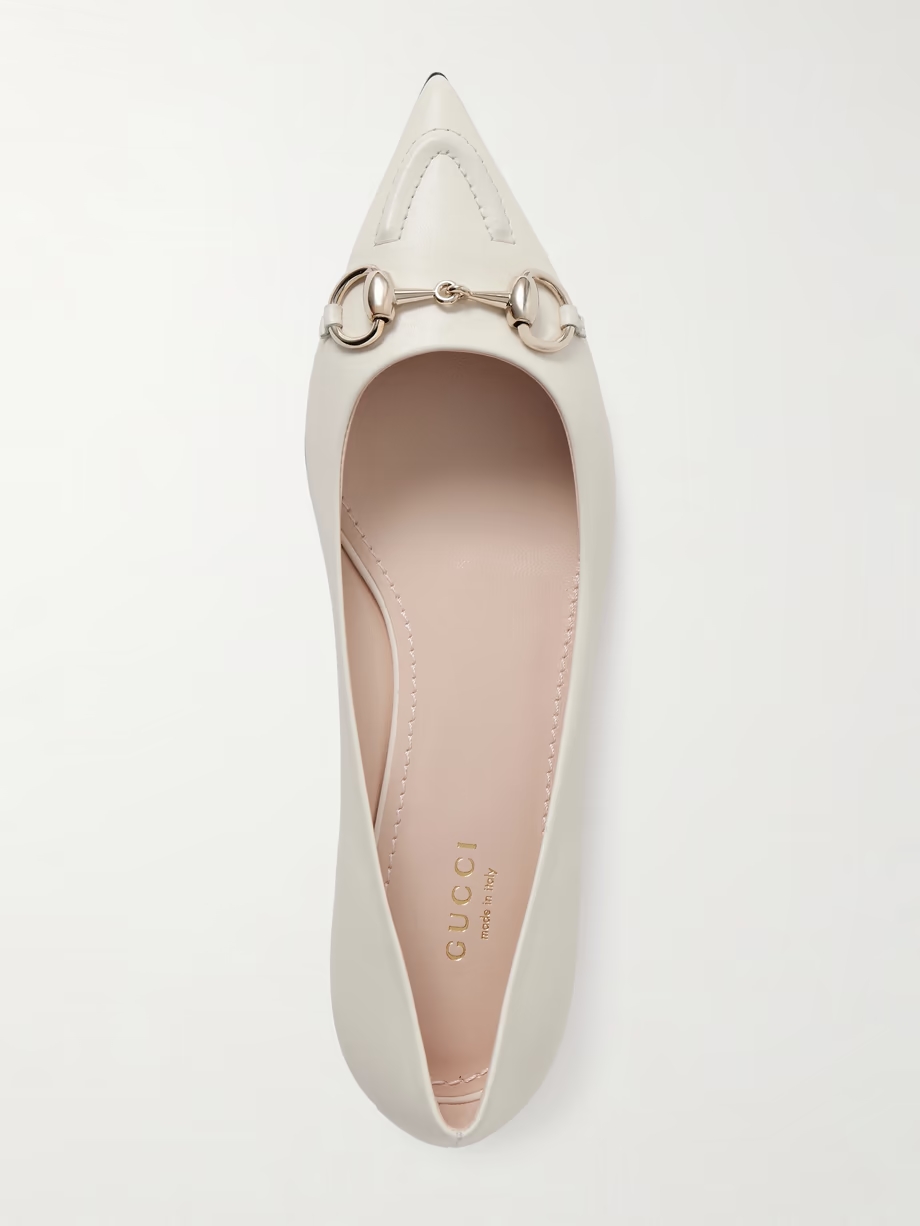 Erin horsebit-detailed leather point-toe flats Erin horsebit-detailed leather point-toe flats