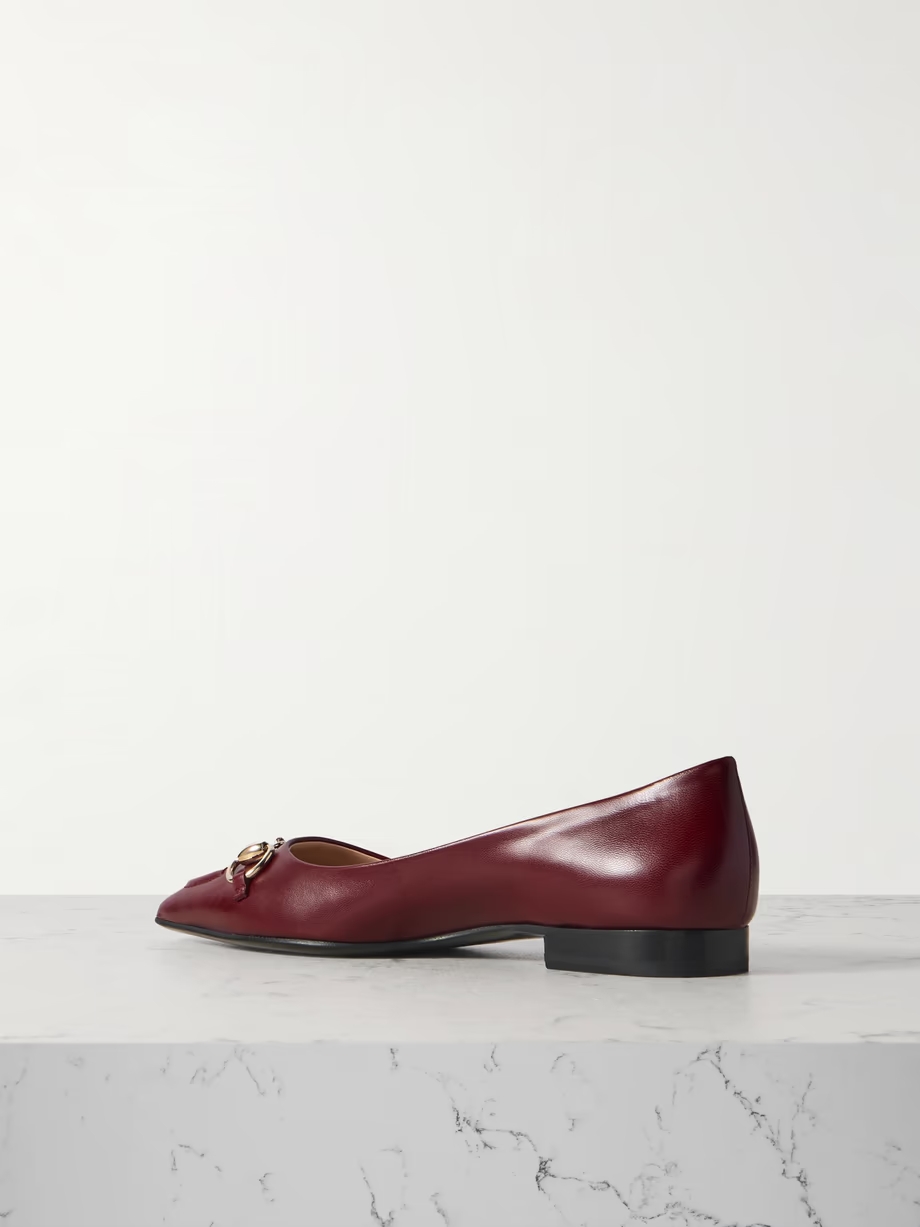 Erin horsebit-detailed leather point-toe flats Erin horsebit-detailed leather point-toe flats