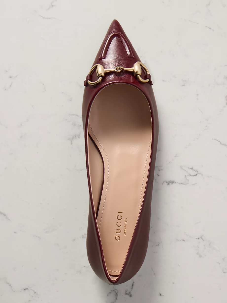 Erin horsebit-detailed leather point-toe flats Erin horsebit-detailed leather point-toe flats