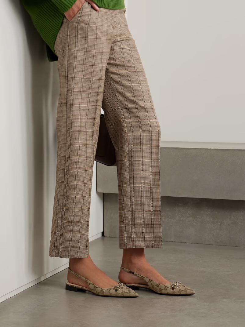 Erin horsebit-embellished canvas-jacquard slingback sandals Erin horsebit-embellished canvas-jacquard slingback sandals