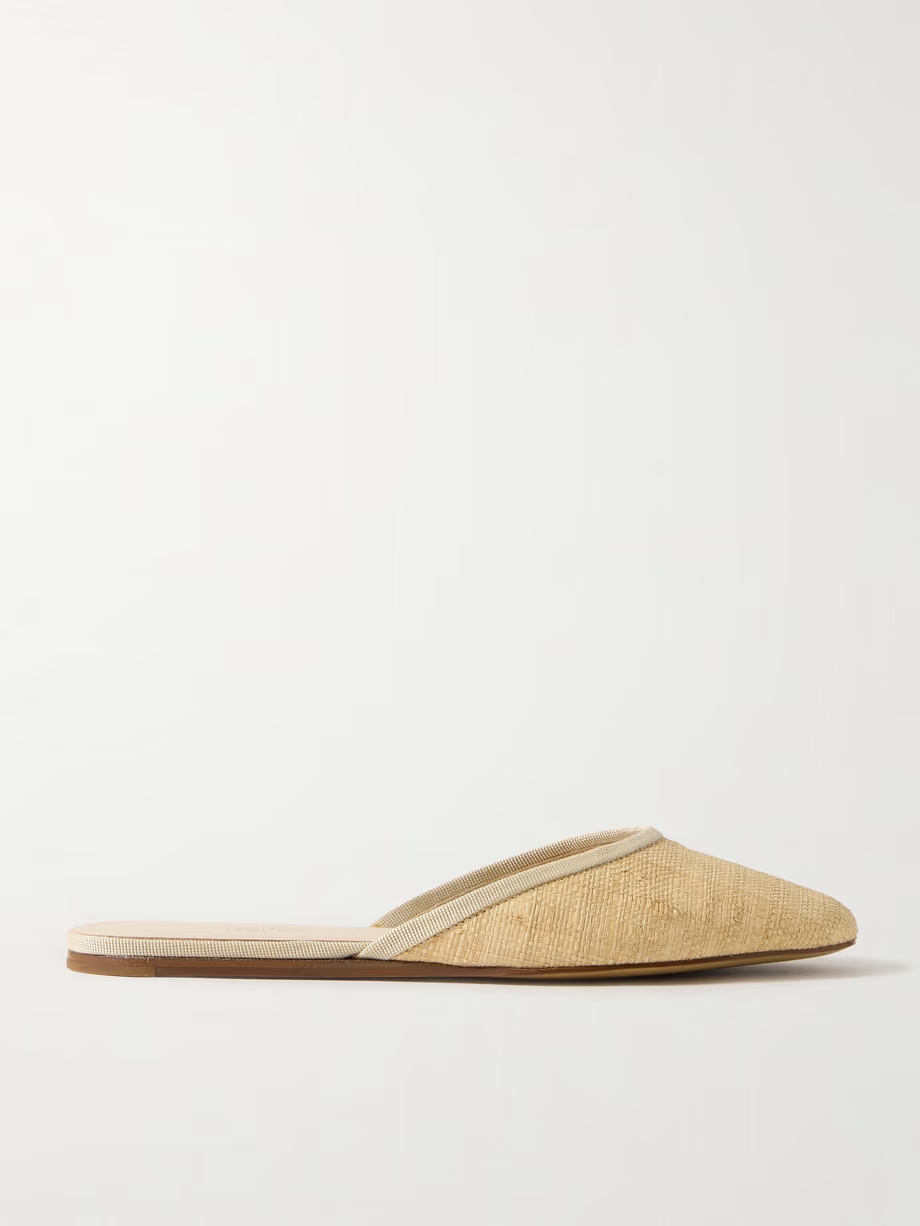 Regency grosgrain-trimmed raffia mules Regency grosgrain-trimmed raffia mules