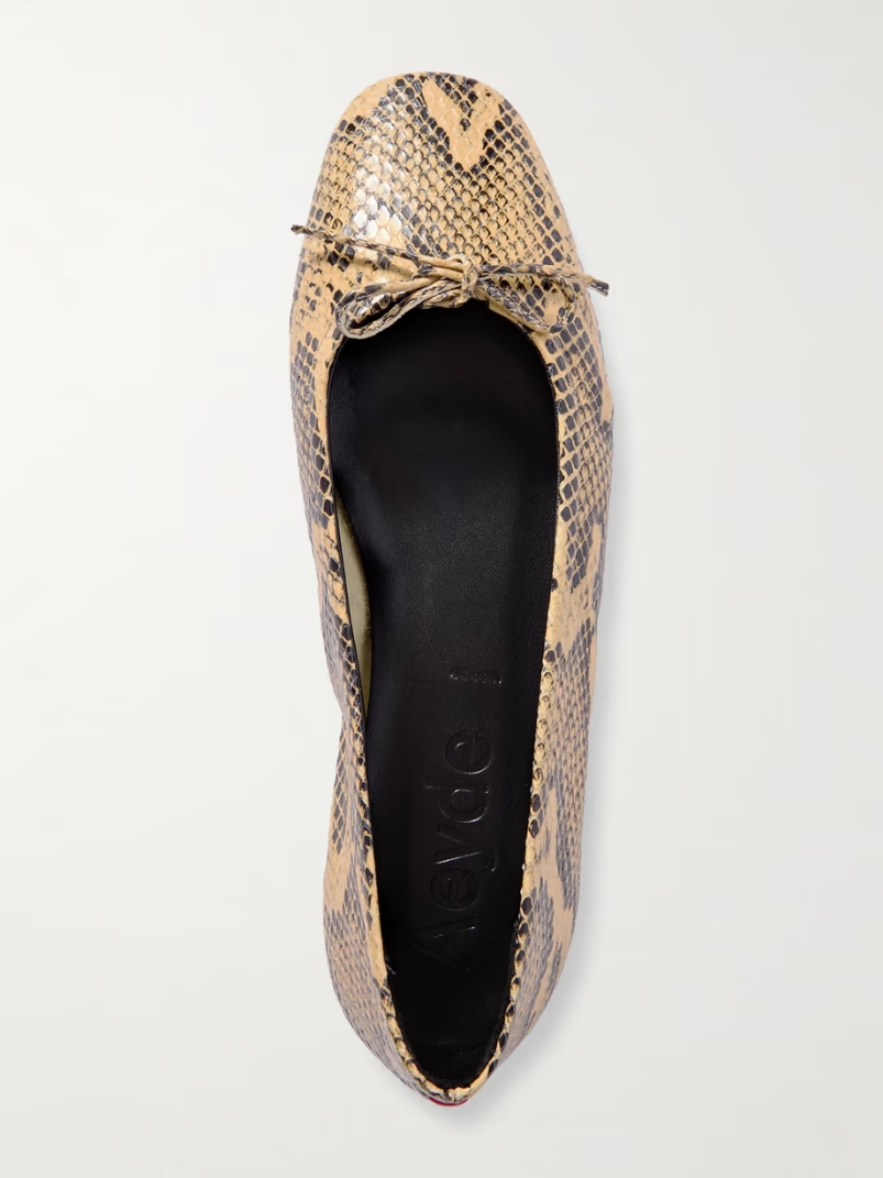 Delfina bow-detailed snake-effect leather ballet flats Delfina bow-detailed snake-effect leather ballet flats