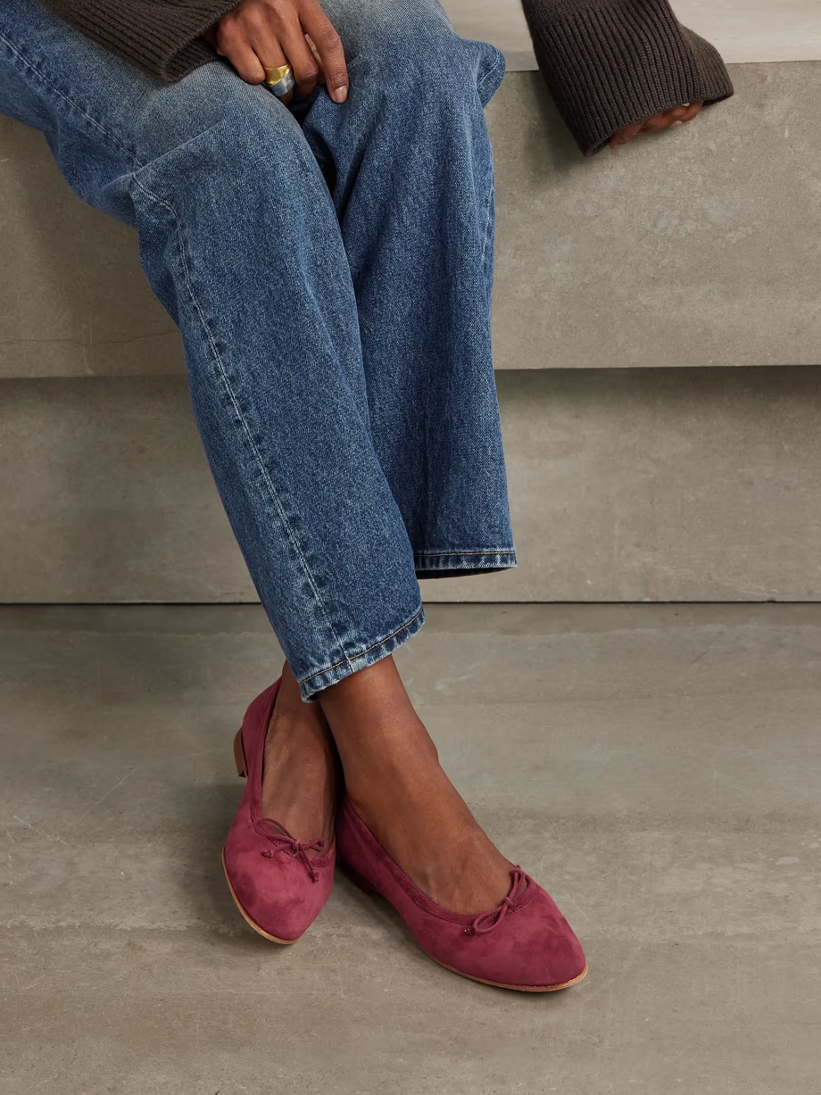 Veralli bow-detailed suede ballet flats Veralli bow-detailed suede ballet flats