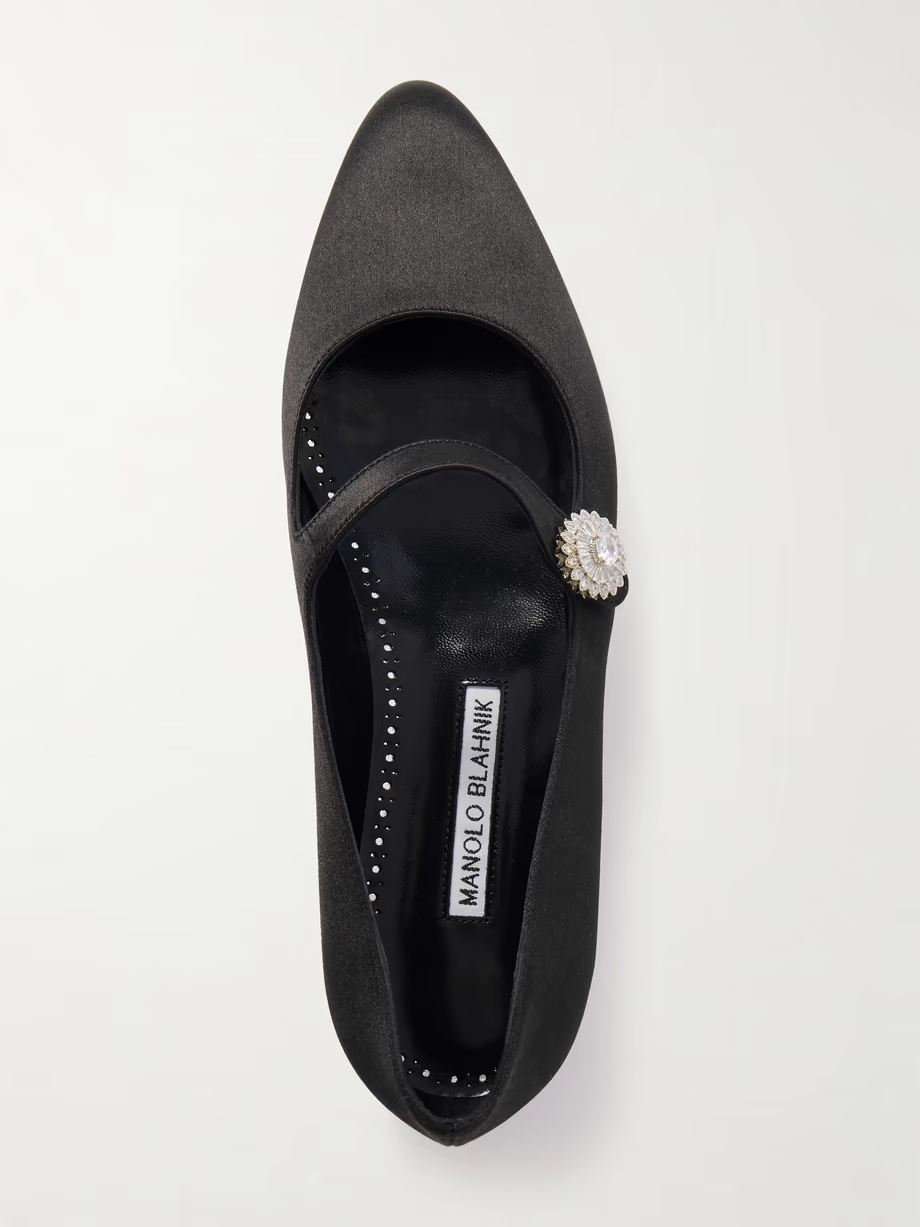 Marijanaflat crystal-embellished satin Mary-Jane ballet flats Marijanaflat crystal-embellished satin Mary-Jane ballet flats