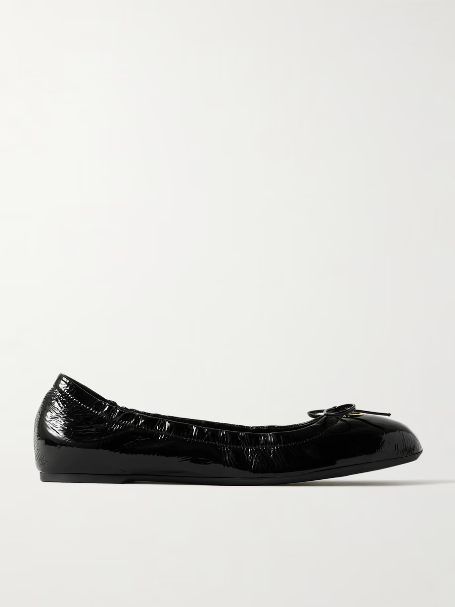 VLOGO embellished crinkled patent-leather ballet flats VLOGO embellished crinkled patent-leather ballet flats