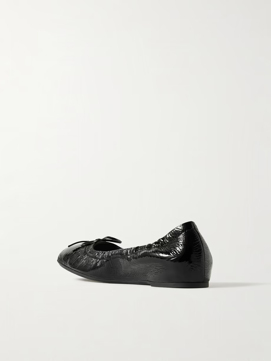 VLOGO embellished crinkled patent-leather ballet flats VLOGO embellished crinkled patent-leather ballet flats