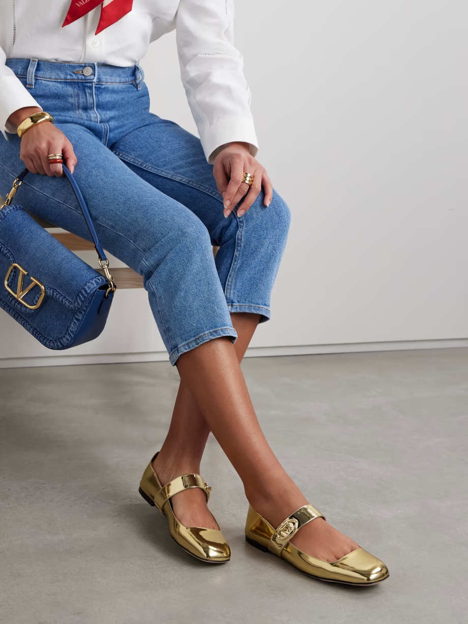 VLOGO Locker collapsible-heel mirrored-leather ballet flats VLOGO Locker collapsible-heel mirrored-leather ballet flats