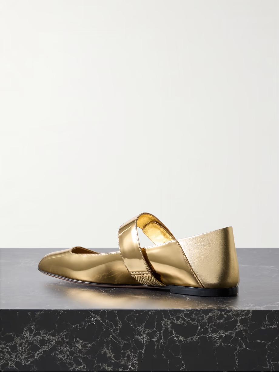 VLOGO Locker collapsible-heel mirrored-leather ballet flats VLOGO Locker collapsible-heel mirrored-leather ballet flats