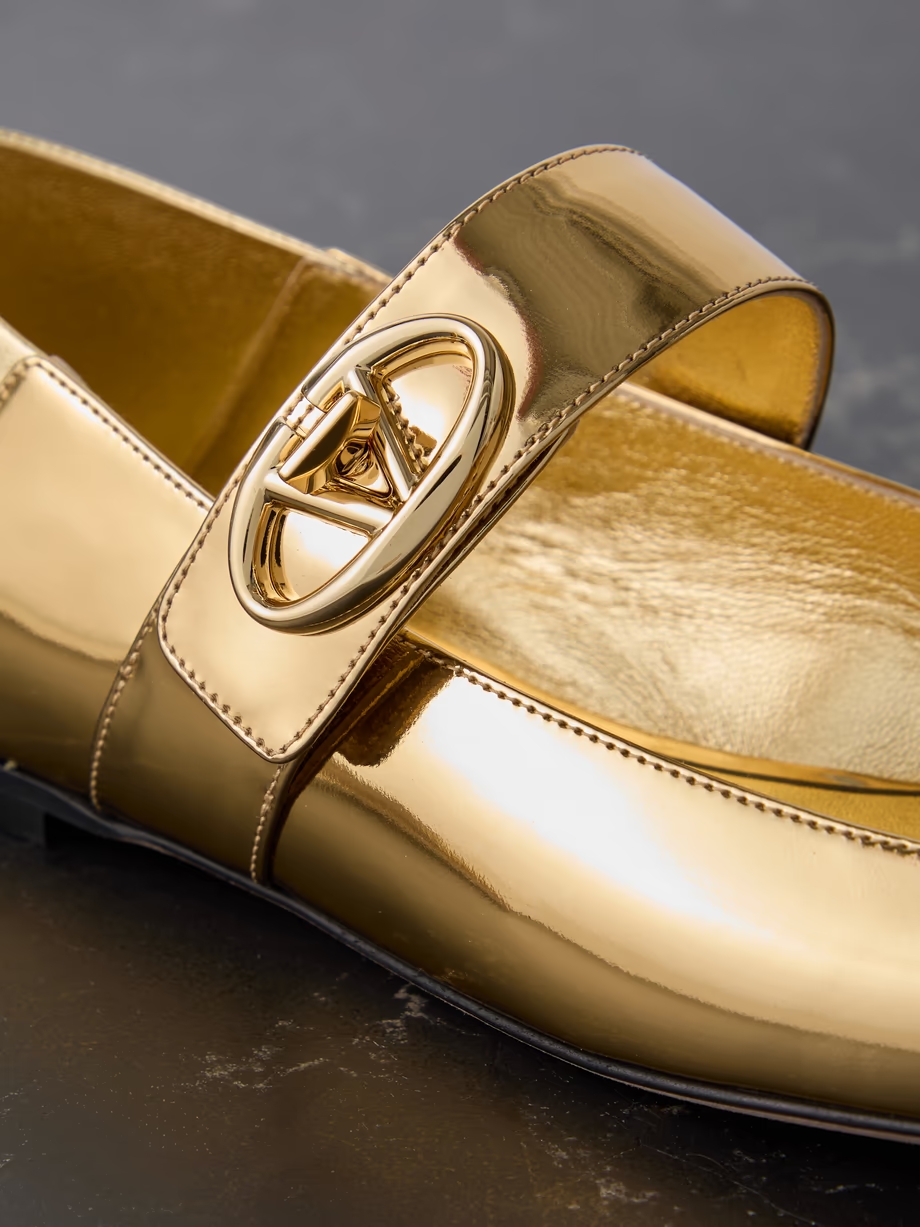 VLOGO Locker collapsible-heel mirrored-leather ballet flats VLOGO Locker collapsible-heel mirrored-leather ballet flats