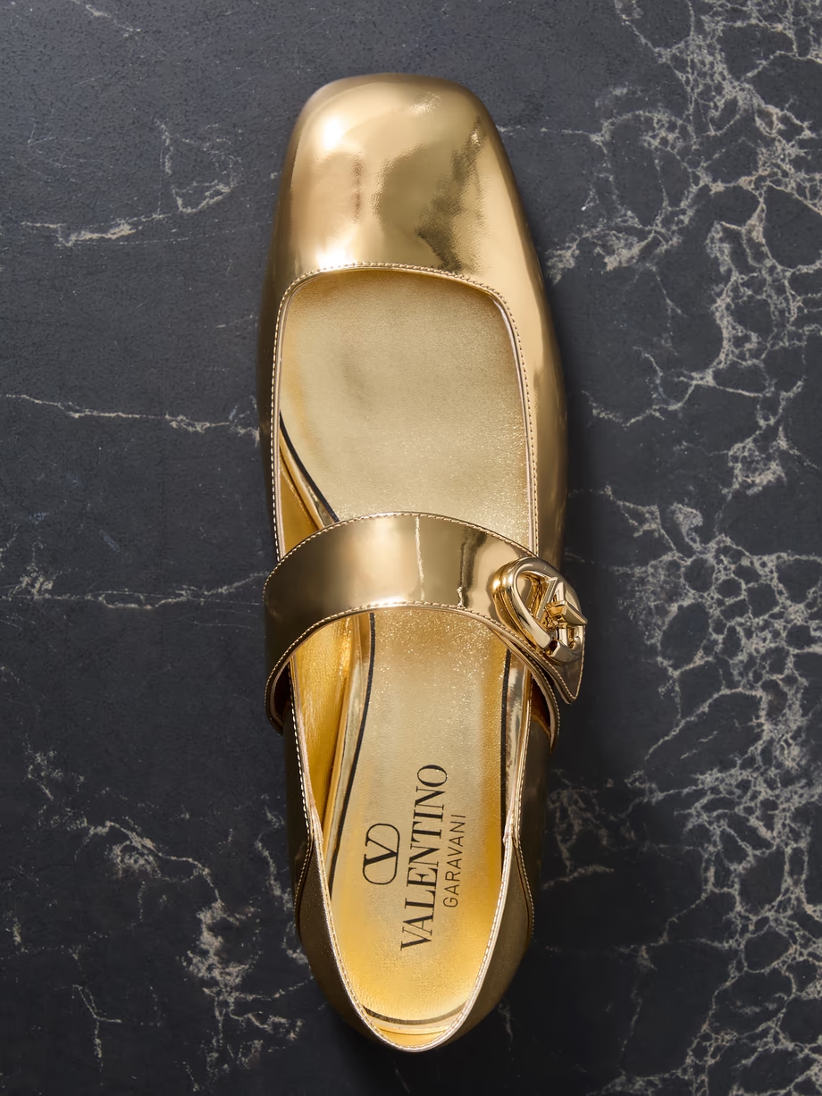 VLOGO Locker collapsible-heel mirrored-leather ballet flats VLOGO Locker collapsible-heel mirrored-leather ballet flats