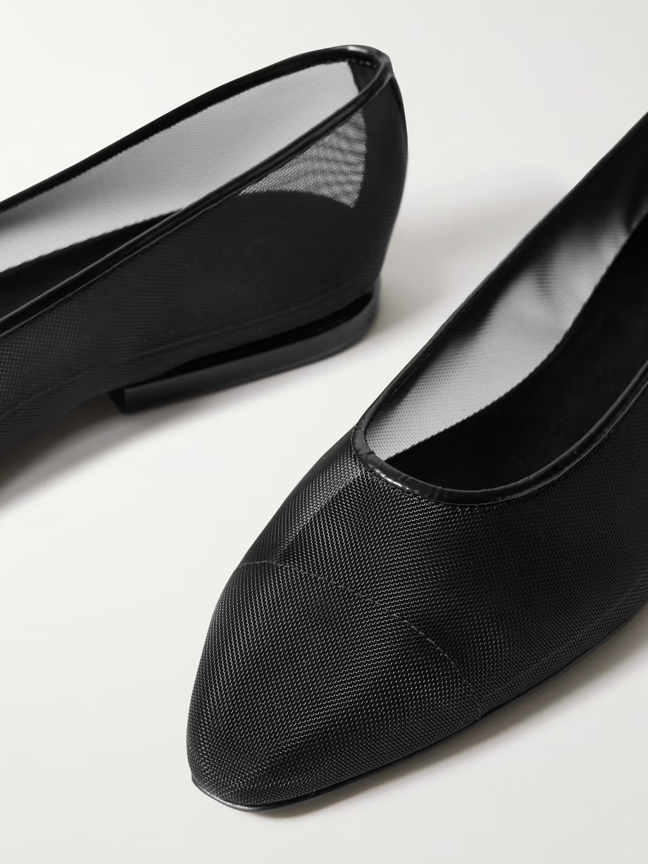 Primula leather-trimmed mesh point-toe flats Primula leather-trimmed mesh point-toe flats