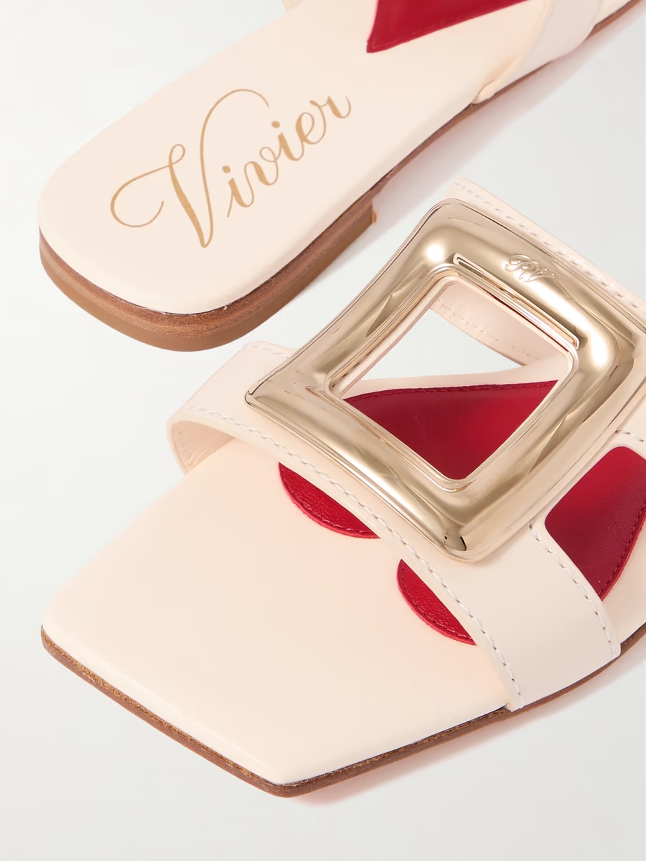 Nagoya embellished cutout leather slides Nagoya embellished cutout leather slides