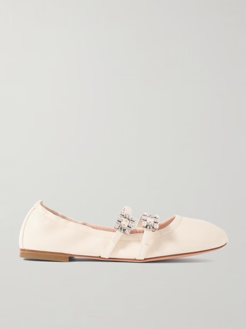 Crystal-embellished leather ballet flats Crystal-embellished leather ballet flats