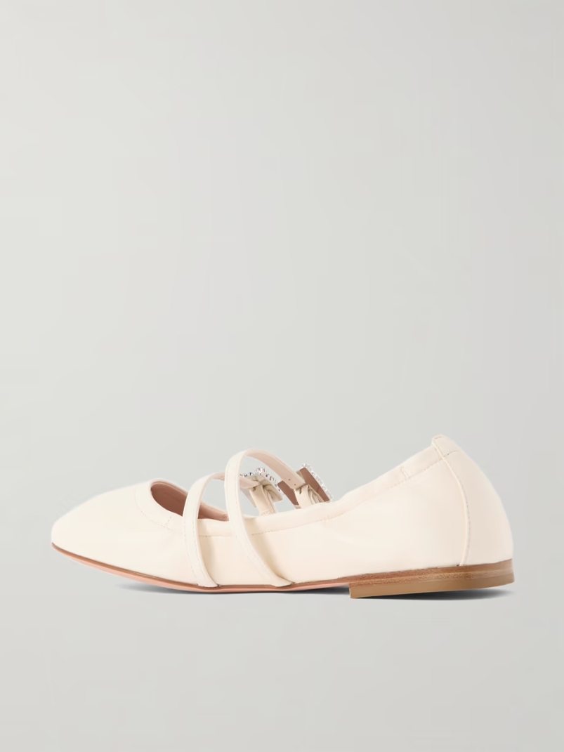 Crystal-embellished leather ballet flats Crystal-embellished leather ballet flats