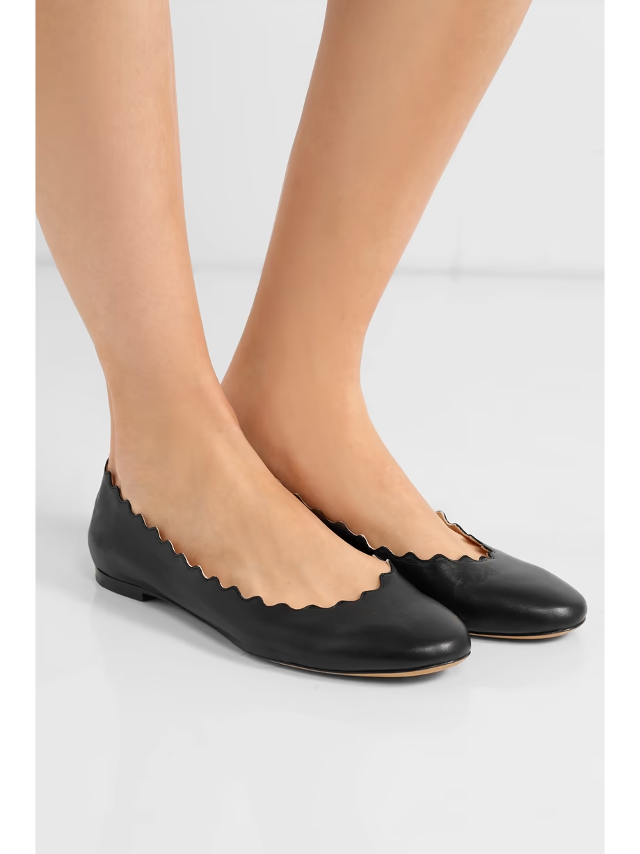 + NET SUSTAIN Lauren scalloped leather ballet flats + NET SUSTAIN Lauren scalloped leather ballet flats