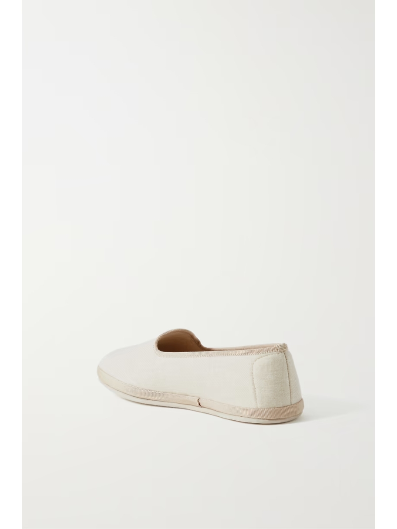 Venice embroidered cashmere-blend flannel slippers Venice embroidered cashmere-blend flannel slippers