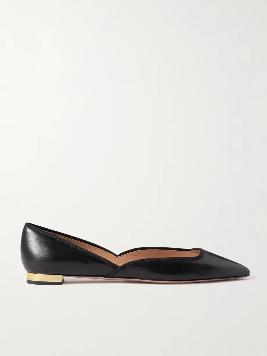 Maia grosgrain-trimmed leather ballet flats Maia grosgrain-trimmed leather ballet flats
