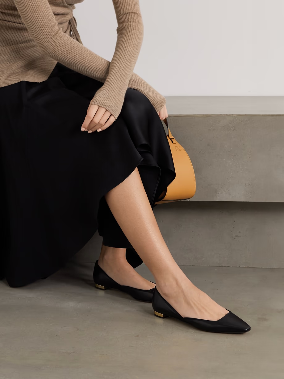 Maia grosgrain-trimmed leather ballet flats Maia grosgrain-trimmed leather ballet flats