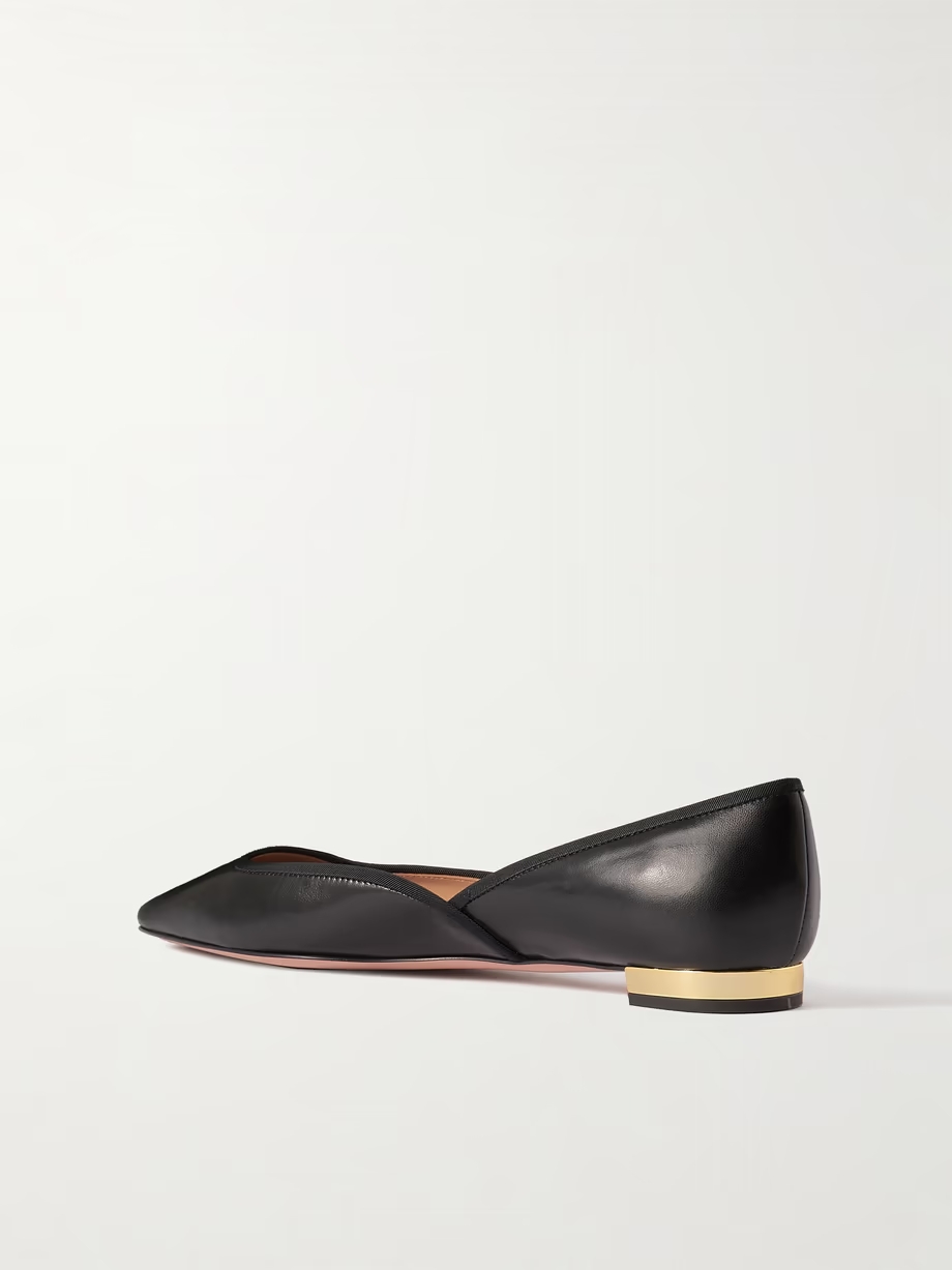 Maia grosgrain-trimmed leather ballet flats Maia grosgrain-trimmed leather ballet flats