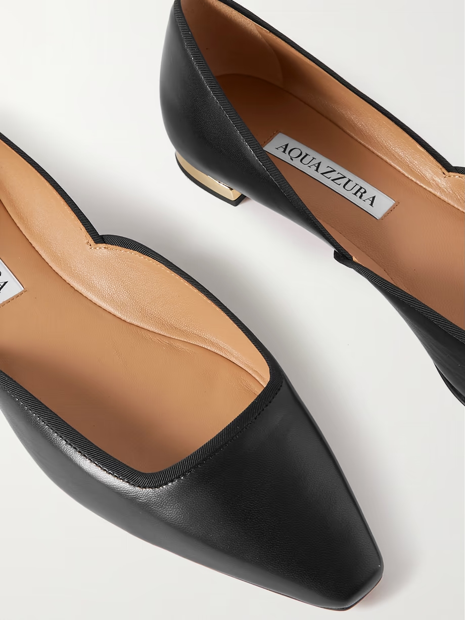 Maia grosgrain-trimmed leather ballet flats Maia grosgrain-trimmed leather ballet flats