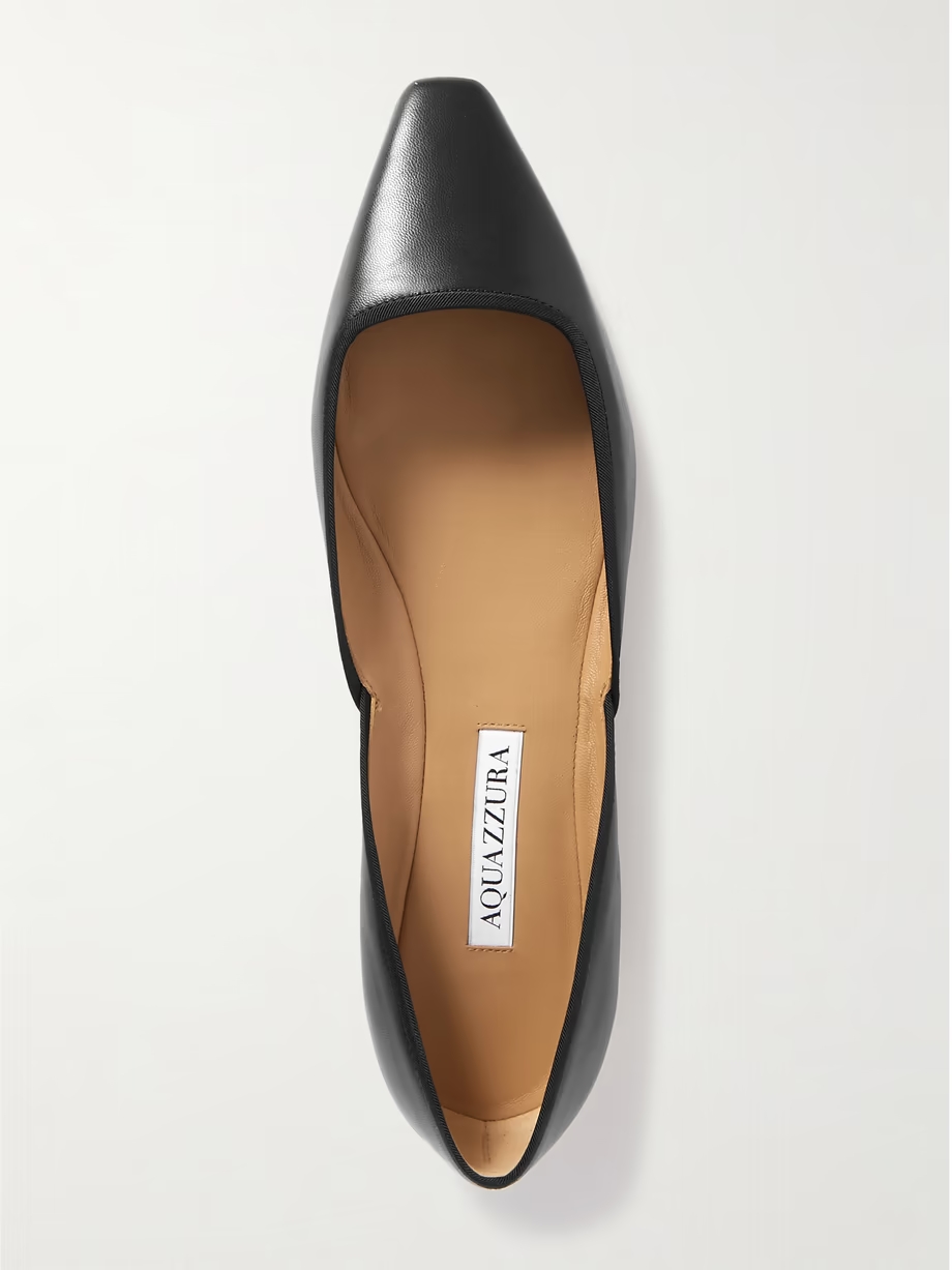 Maia grosgrain-trimmed leather ballet flats Maia grosgrain-trimmed leather ballet flats