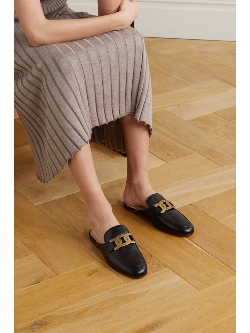 Embellished leather slippers Embellished leather slippers