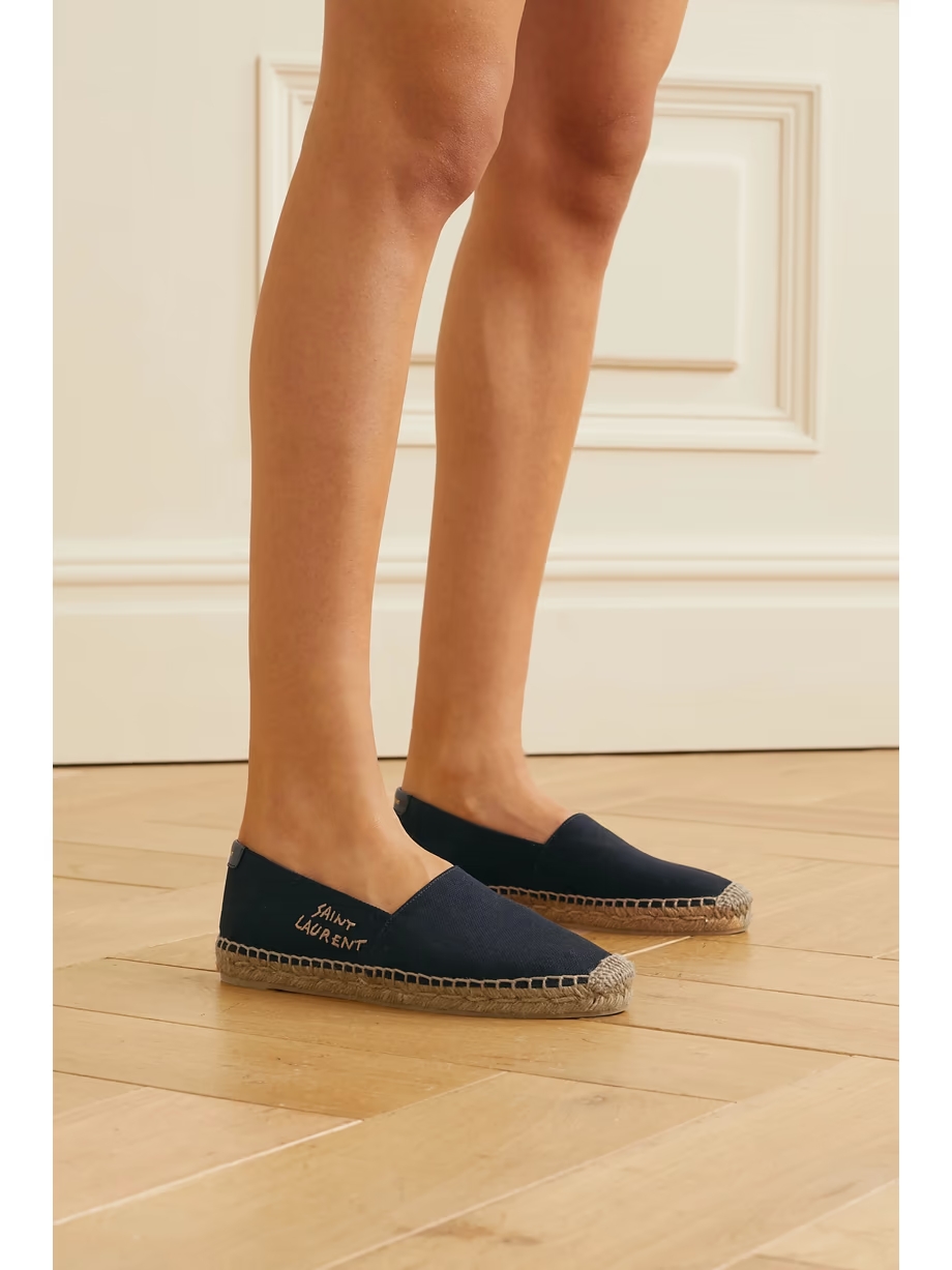Logo-embroidered canvas espadrilles