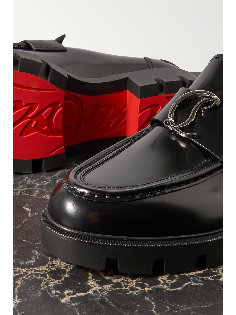 CL Moc Lug embellished glossed-leather loafers CL Moc Lug embellished glossed-leather loafers
