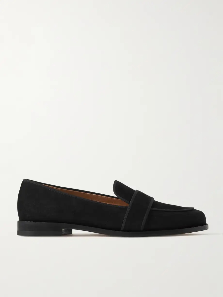 Martin grosgrain-trimmed suede loafers Martin grosgrain-trimmed suede loafers