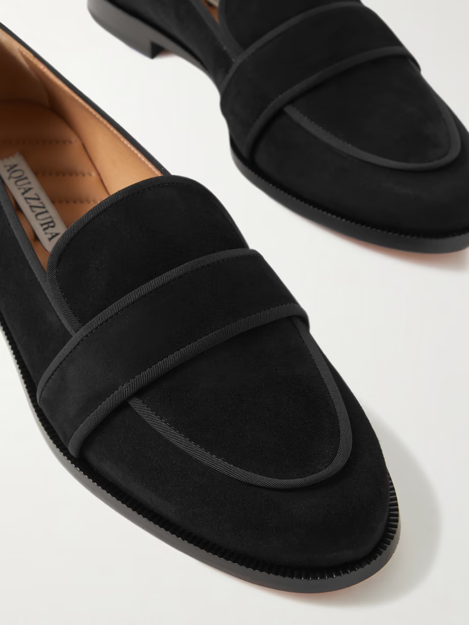 Martin grosgrain-trimmed suede loafers Martin grosgrain-trimmed suede loafers